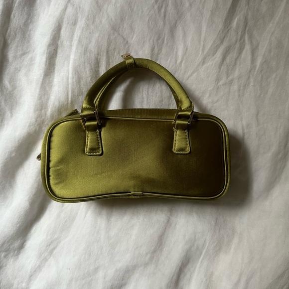 Mango Selection Mini Satin Bowling Bag Green - Picture 1 of 5